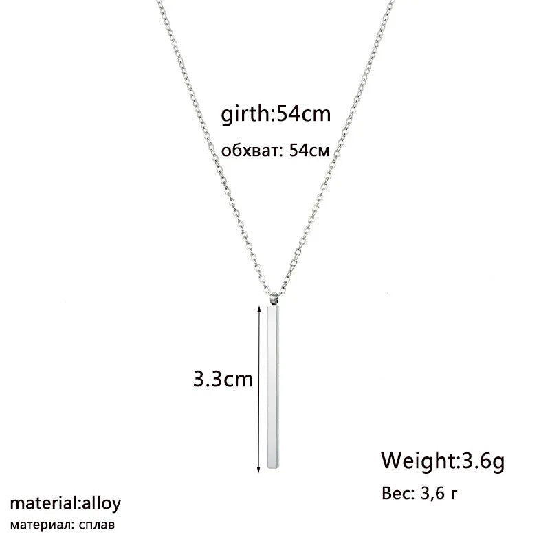 Charm Bar Pendant Women Necklaces Silver Color Chain Collares OL Bijoux ras de cou Minimalist Long Necklace Fashion Jewelry
