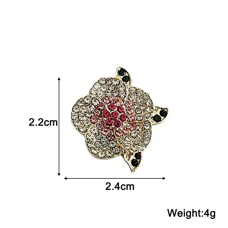 Luxury Colorful Crystal Peony Brooches for Women Pink Green Rhinestone Women's Brooch Gold Color Metal Pins Fashion Jewelry