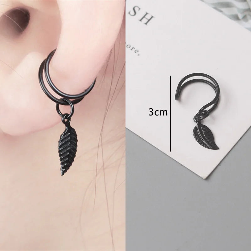 Women Ear Cuff Set Punk Style Personality Clip Earrings Gold Color Non-Piercing Ear Clips Fake Cartilage Earrings