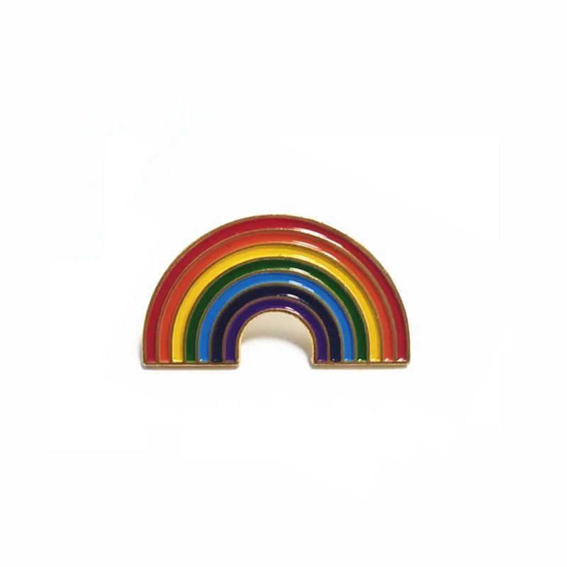 New Trendy Rainbow Brooch for Women Gold Color Metal Pin Rainbow Color Heart Women's Clothing Brooches Enamel Pins Accessories