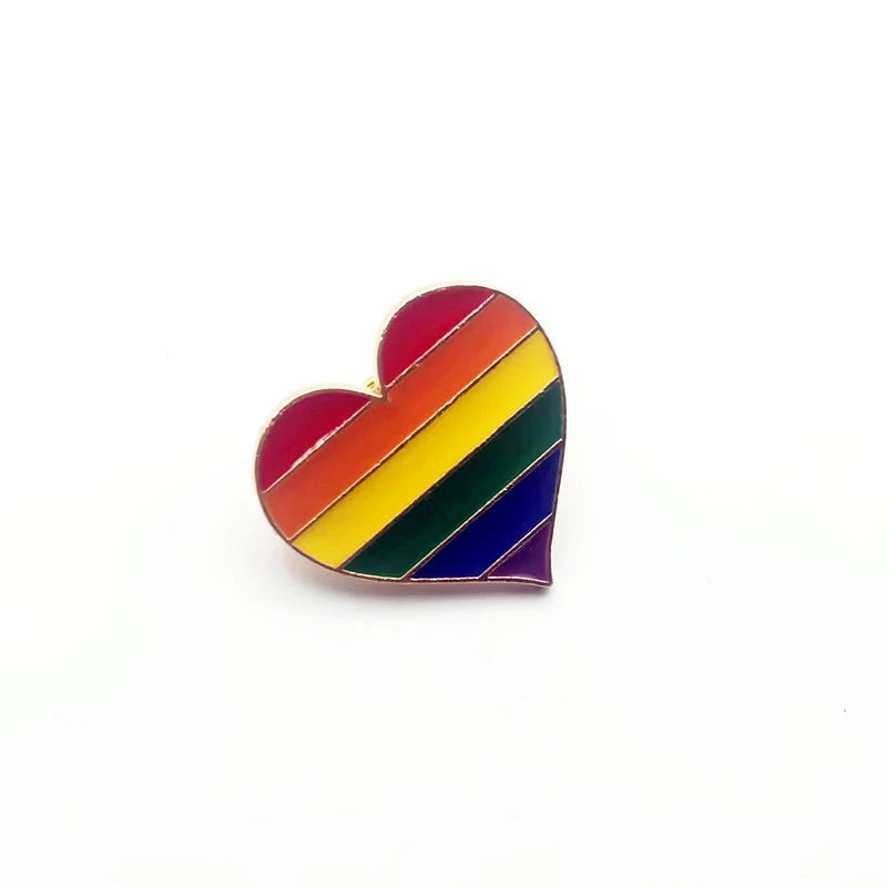 New Trendy Rainbow Brooch for Women Gold Color Metal Pin Rainbow Color Heart Women's Clothing Brooches Enamel Pins Accessories