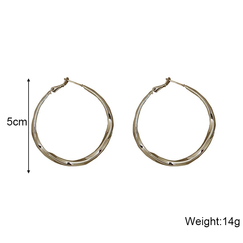 2025 Trend Women's Hoop Earrings Gold Color Metal Silver Color Uneven Striped Hiphop Rock Style Unusual Loop Earrings for Girls