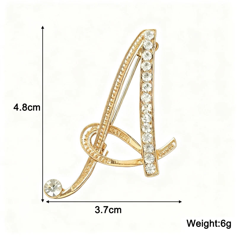 Capital Letter-A/B Women's Brooch Luxury Crystal Wedding Clothing Pins Gold Color Metal Pins Fashion Brooches for Ladies 2026