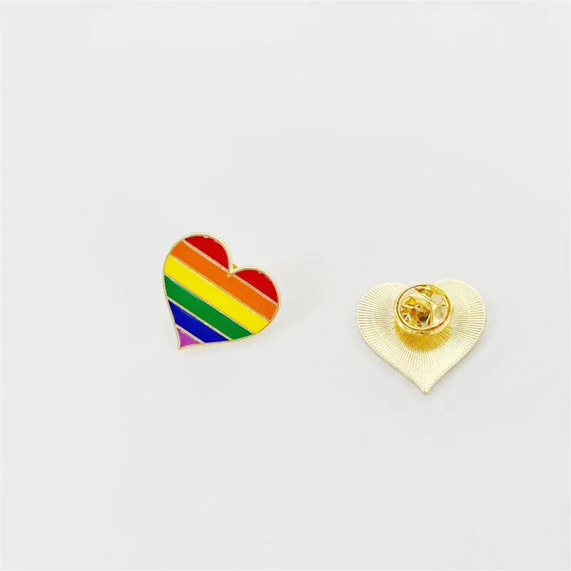 New Trendy Rainbow Brooch for Women Gold Color Metal Pin Rainbow Color Heart Women's Clothing Brooches Enamel Pins Accessories