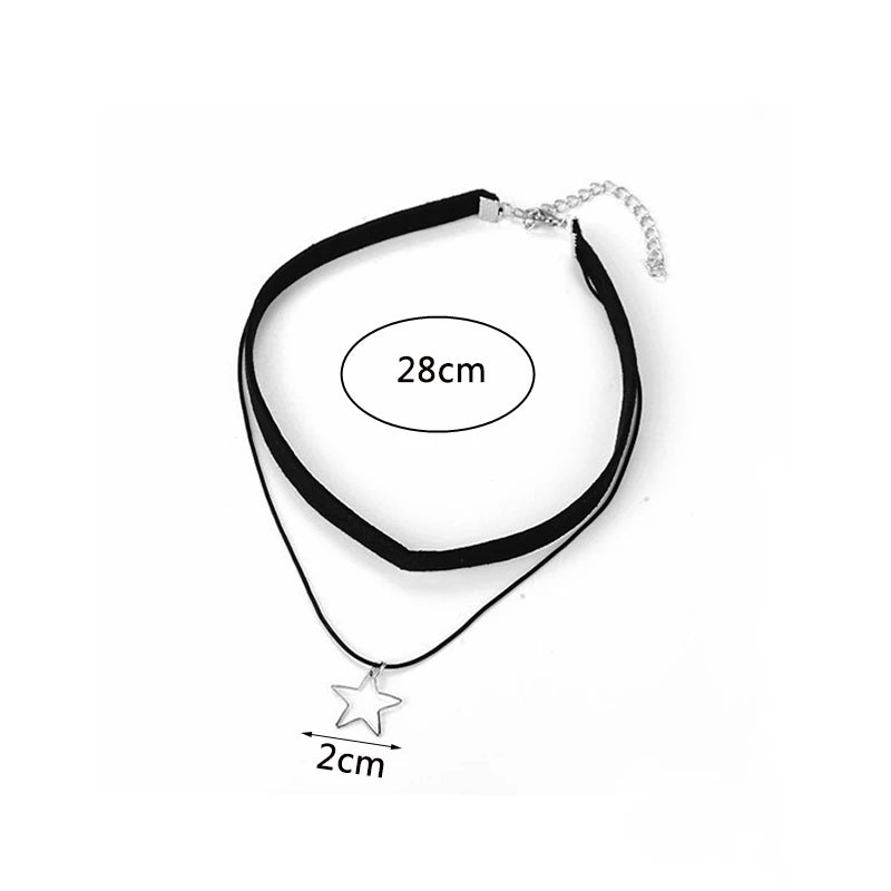 New Star Pendants Chokers for Girls Black Velvet Short Chain Choker Necklaces Gothic Personality Neck Accessoriess collar