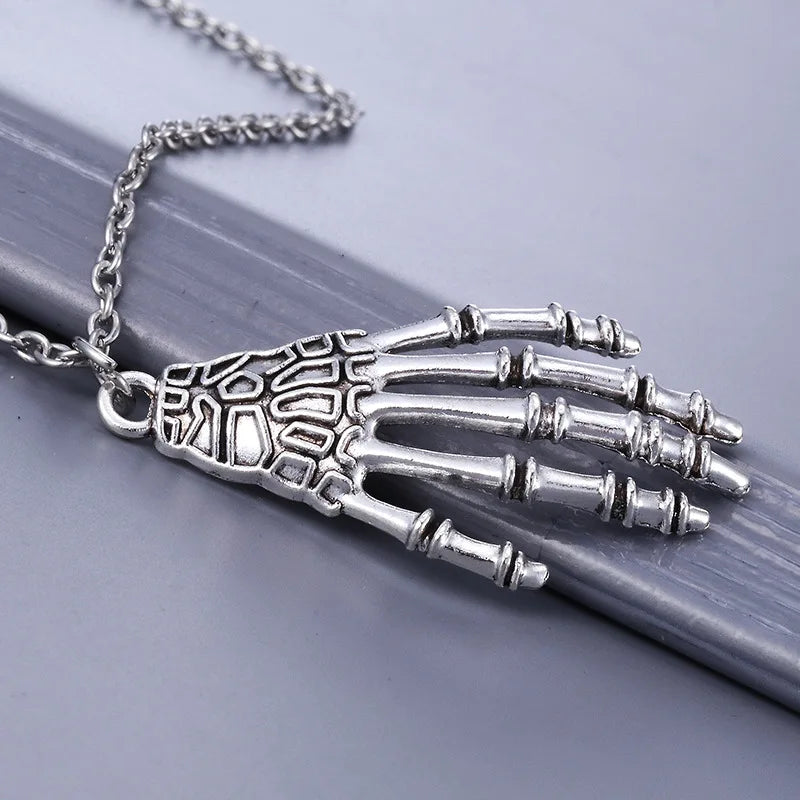 Black Faux Leather Velvet Chokers for Women Short Chain Small Necklaces Punk Skeleton Hand Pendants Collar Christmas Gifts