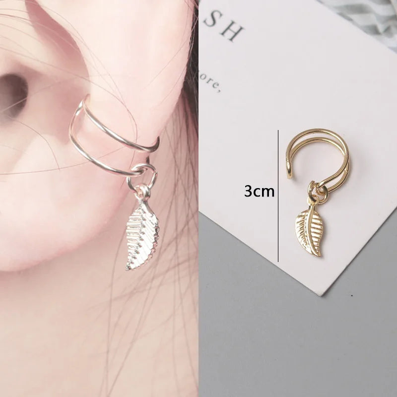 Women Ear Cuff Set Punk Style Personality Clip Earrings Gold Color Non-Piercing Ear Clips Fake Cartilage Earrings