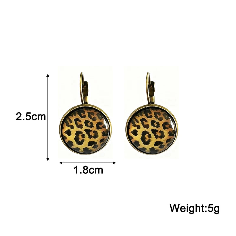 Leopard Print Women's Stud Earrings Small Round Ear Buckle Vintage Design Unusual Earrings 2025 trend new Lovely Ear Accessories