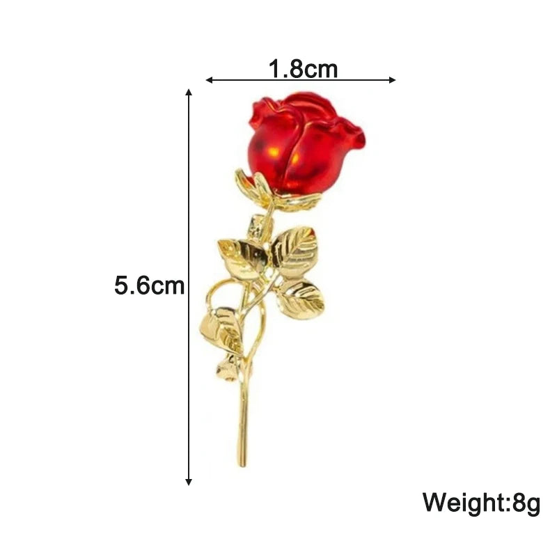 New Trend Red Rose Brooches for Women Gold Color Metal Pins Bohemian Flower Brooch for Wedding Party Cloting Accessories