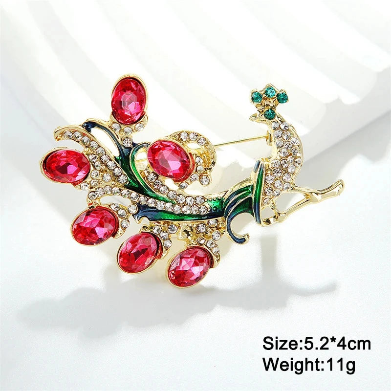27 Options Women's Brooches Red Black Enamel Heart Shape Crystal Feather Luxury Brooch for Clothing Fashion Clothes Accessories
