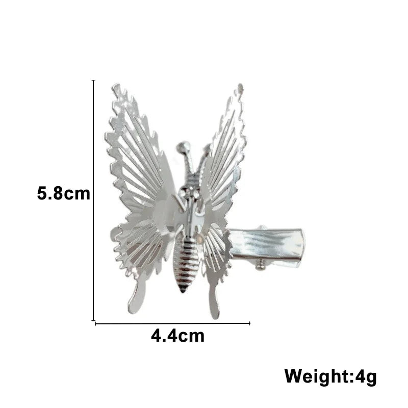 New Fashion Flying Butterfly Hair Clips for Women 1 Piece Gold Color Metal Hollow Animal Barrettes Elegant Trendy Hair Pin