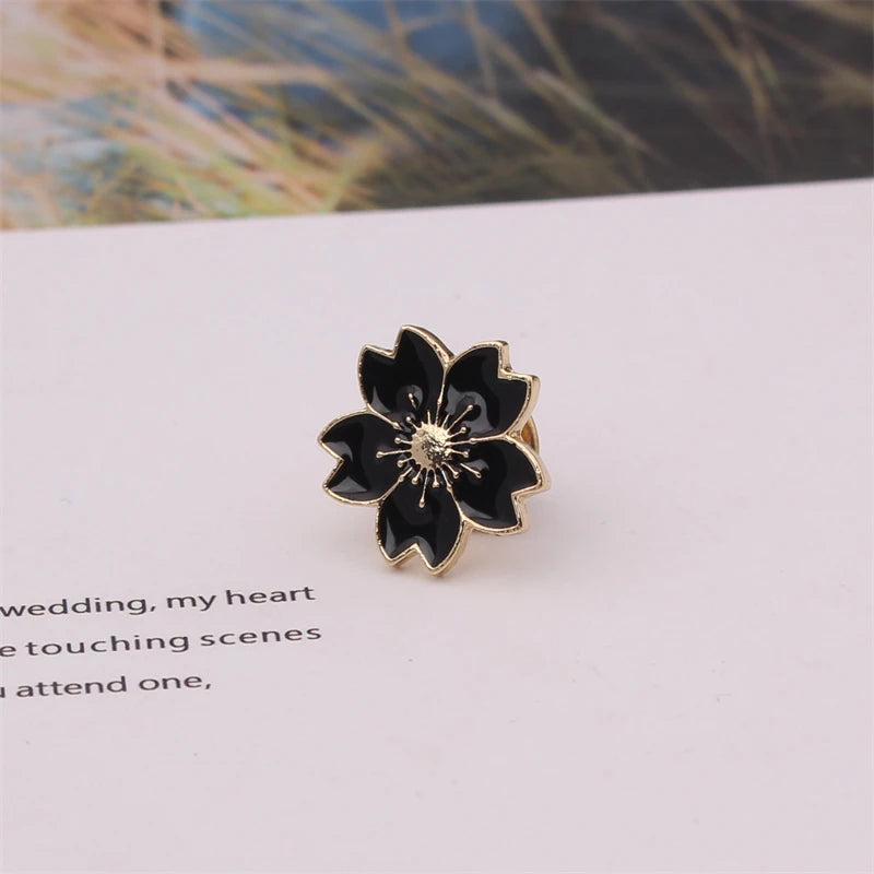 2025 new Sweet Cherry Blossom Brooch Enamel Pin Flower Collar Pin Badges Brooches Clothing Bags Accessories Female Women Jewelry