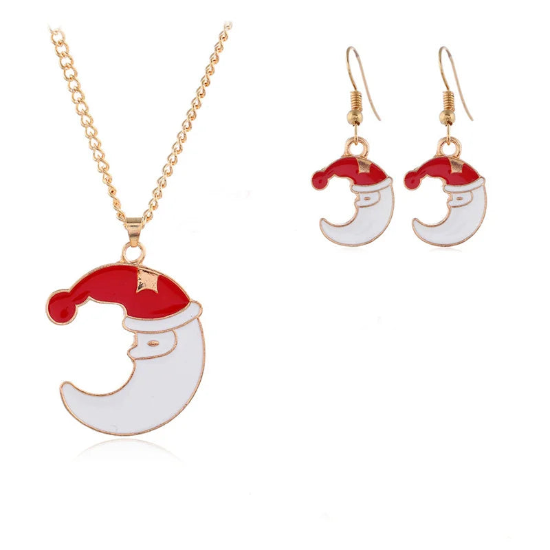 Christmas Pendants Necklaces Earrings Set Socks Tree Drop Earrings for Women brincos e colares Fashion Jewelry 2024 New Year
