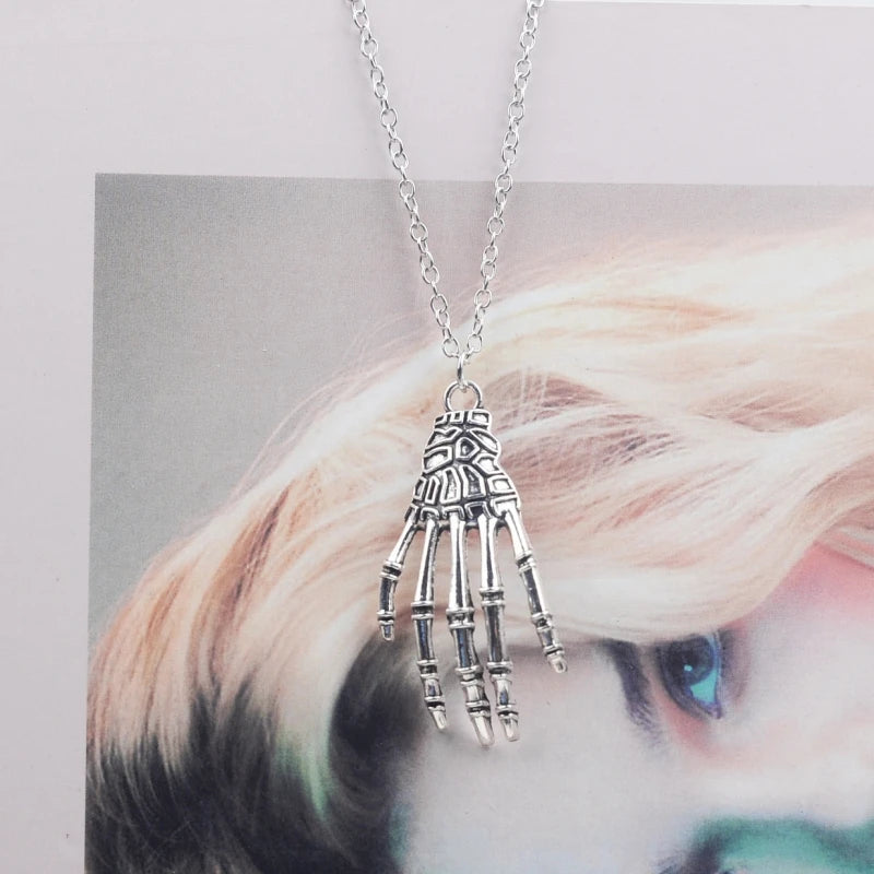 Black Faux Leather Velvet Chokers for Women Short Chain Small Necklaces Punk Skeleton Hand Pendants Collar Christmas Gifts