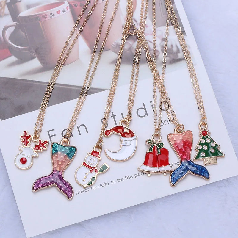 Christmas Pendants Necklaces Earrings Set Socks Tree Drop Earrings for Women brincos e colares Fashion Jewelry 2024 New Year