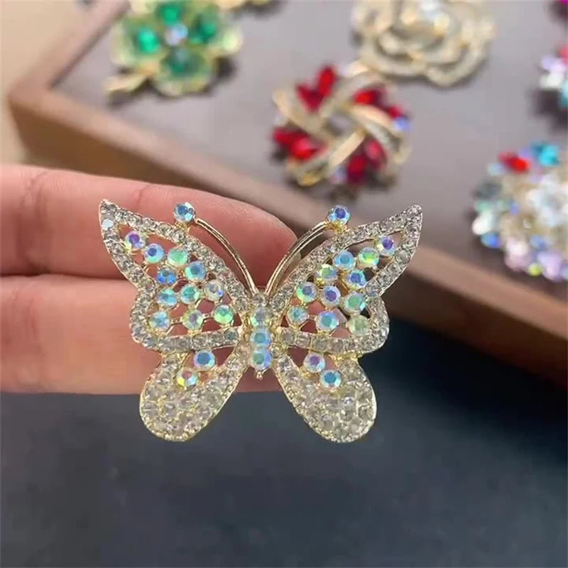 New Trend Butterfly Luxury Brooch for Women Full Rhinestone Women's Clothing Brooches Metal Pins Wedding Clothes Jewelry