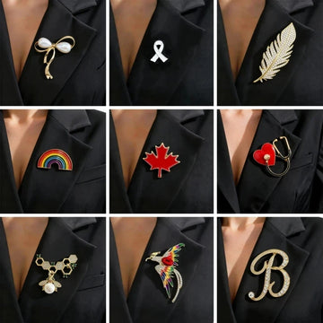 27 Options Women's Brooches Red Black Enamel Heart Shape Crystal Feather Luxury Brooch for Clothing Fashion Clothes Accessories