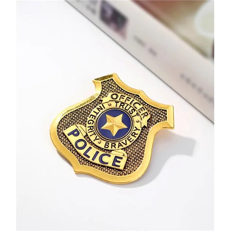 Police Badge Women's Brooch Anqituqe Gold Color Metal Pins Anime Fashion Trend Brooches for Clothing Unisex Enamel Brooch