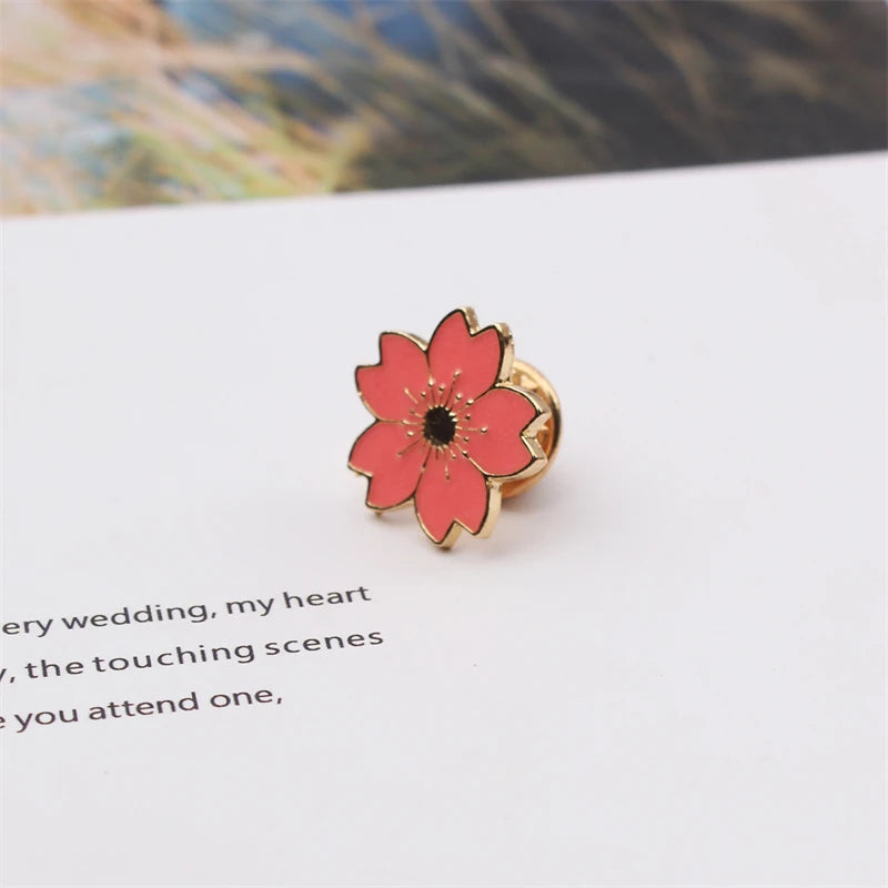 2025 new Sweet Cherry Blossom Brooch Enamel Pin Flower Collar Pin Badges Brooches Clothing Bags Accessories Female Women Jewelry