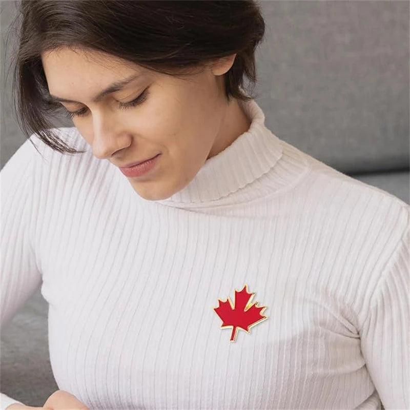 Red Maple Leaf Women's Sweater Brooches for Women Autumn Winter Enamel Pins Bohemian Clothing Metal Pins New Year Gift 2026