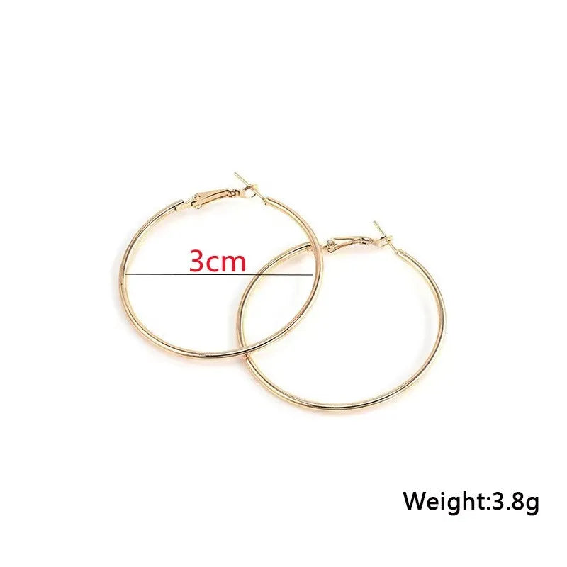 Fashion Large Hoop Earrings 40mm 60mm 80mm Big Smooth Circle Earrings Round Brincos Loop Earrings for Women Jewelry Party Gifts