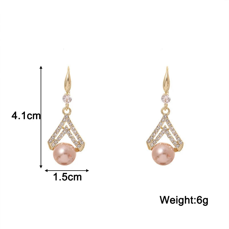 Champagne Ball Pendants Women's Hook Earrings Crystal Hollow Rhombus Hanging Earrings for Female Luxury Wedding Ear Jewelry