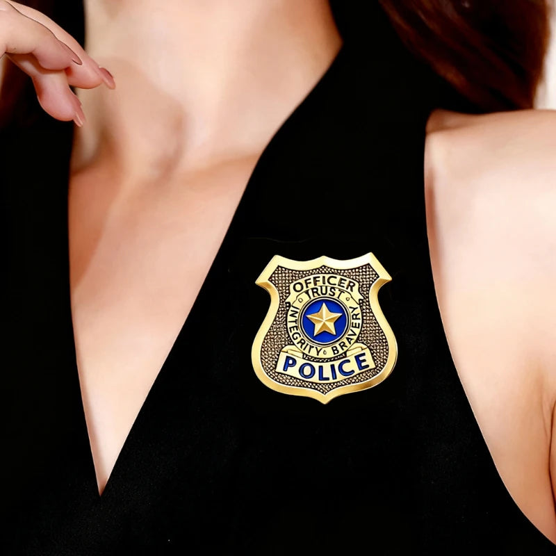 Police Badge Women's Brooch Anqituqe Gold Color Metal Pins Anime Fashion Trend Brooches for Clothing Unisex Enamel Brooch