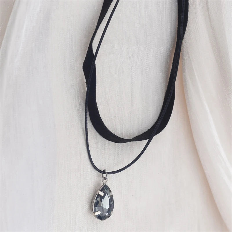 Black Faux Leather Velvet Chokers for Women Short Chain Small Necklaces Punk Skeleton Hand Pendants Collar Christmas Gifts