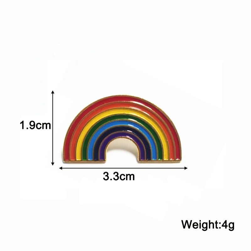 New Trendy Rainbow Brooch for Women Gold Color Metal Pin Rainbow Color Heart Women's Clothing Brooches Enamel Pins Accessories