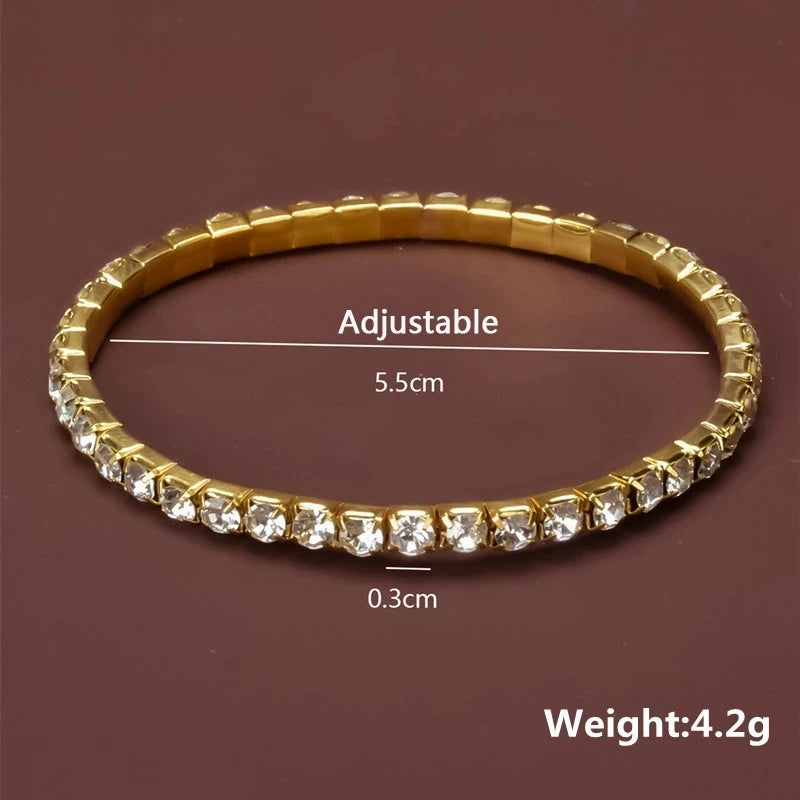 New Fashion Crystal Women's Bracelet Bangle Chains Crystal Gold Color Elastic Bracelets Hand Jewelry Wedding Accessories