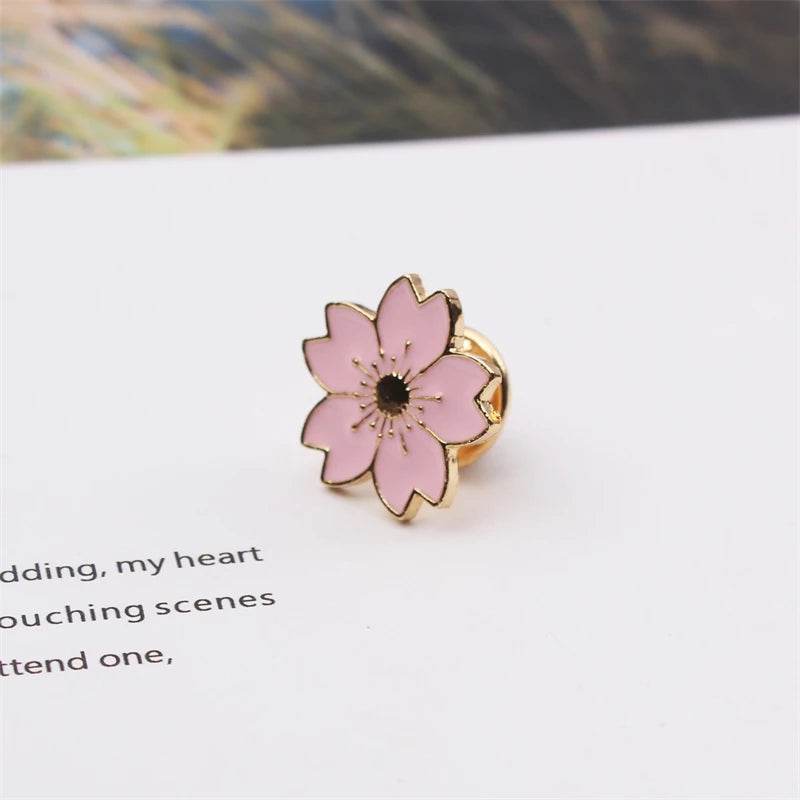 2025 new Sweet Cherry Blossom Brooch Enamel Pin Flower Collar Pin Badges Brooches Clothing Bags Accessories Female Women Jewelry
