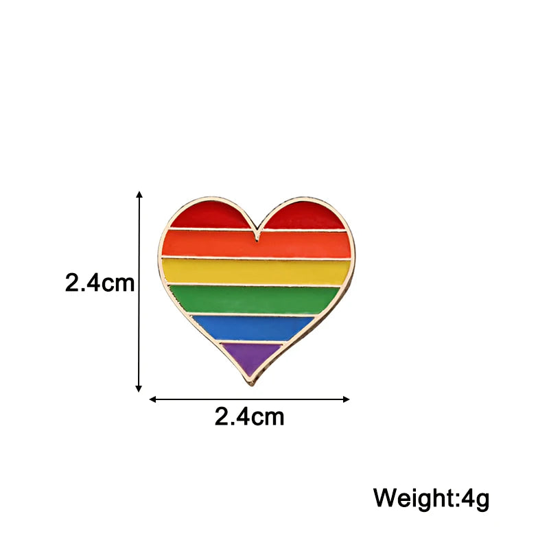 New Trendy Rainbow Brooch for Women Gold Color Metal Pin Rainbow Color Heart Women's Clothing Brooches Enamel Pins Accessories
