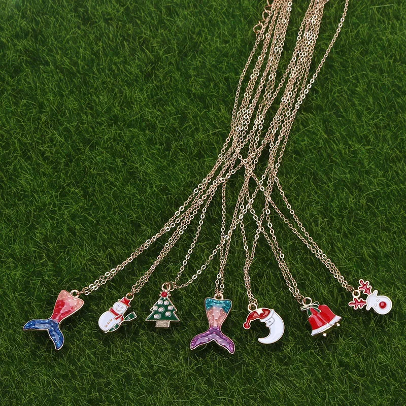 Christmas Pendants Necklaces Earrings Set Socks Tree Drop Earrings for Women brincos e colares Fashion Jewelry 2024 New Year
