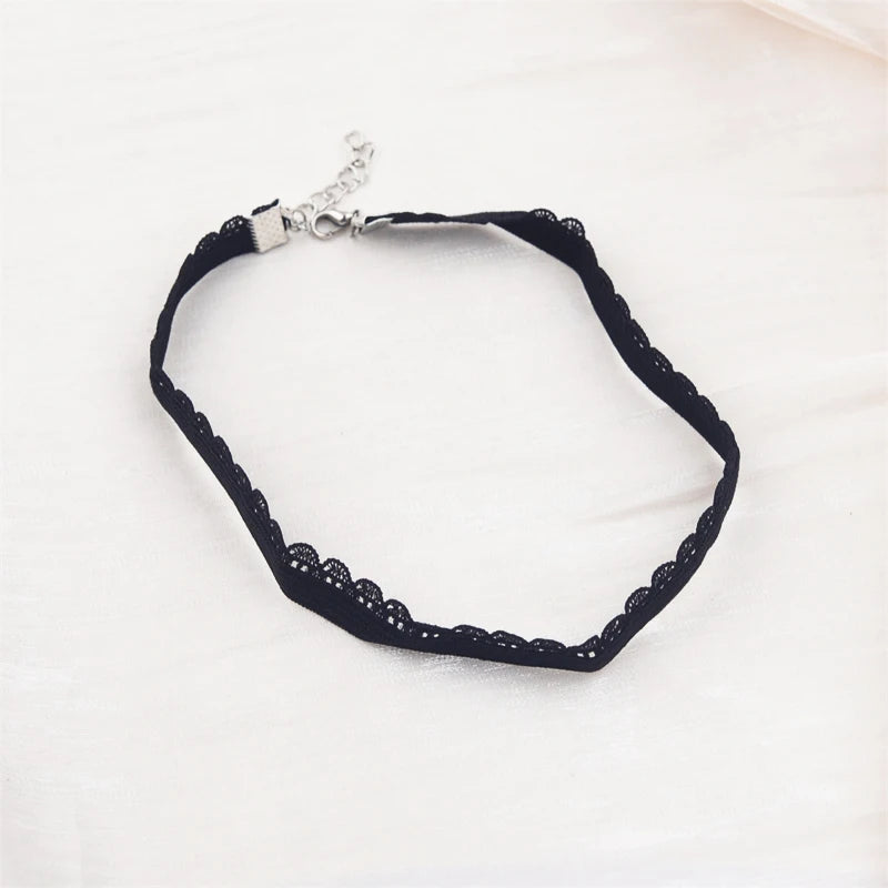 Black Faux Leather Velvet Chokers for Women Short Chain Small Necklaces Punk Skeleton Hand Pendants Collar Christmas Gifts