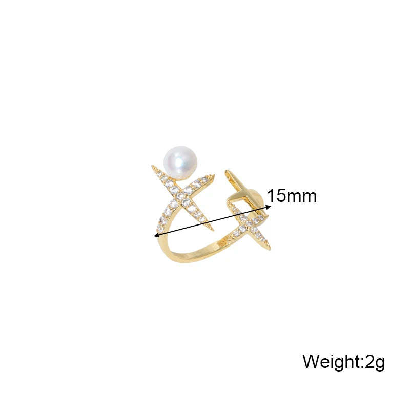 New Pearl Knuckle Rings Crystal Close Rings for Women Rhinestone Gold Color Alloy Cross New Fashion Fingers Accessories 2025
