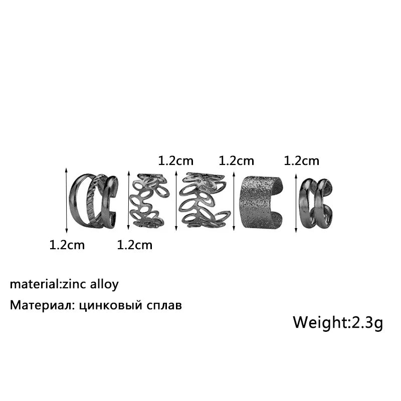 Women Ear Cuff Set Punk Style Personality Clip Earrings Gold Color Non-Piercing Ear Clips Fake Cartilage Earrings