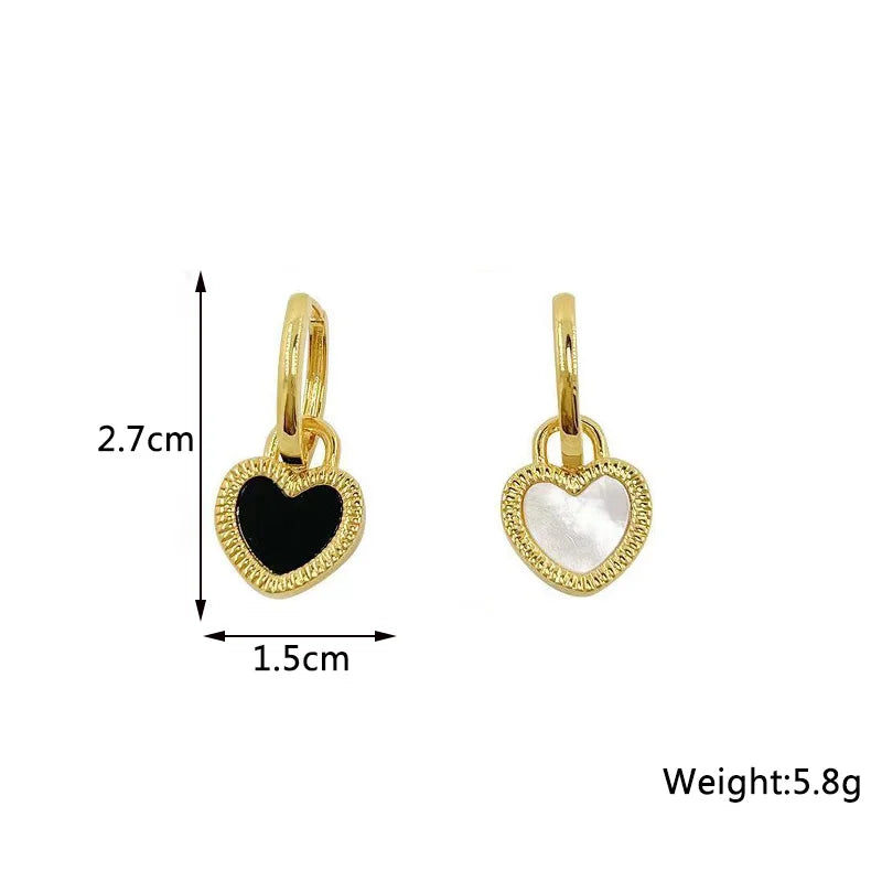 2026 Asymmetrical Heart Hanging Earrings for Women Black White Enamel Hearts Pendants Female Dangle Earrings Fashion Ear Jewelry