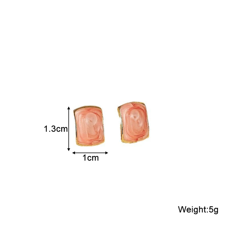 Trend Chic Enamel C-shaped Women's Stud Earrings Red Green Pink Color Small Earrings for Girls aretes de mujer 2025 new in